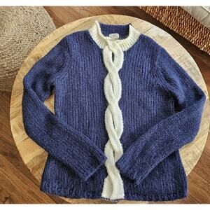 L.L. Bean Blue and Cream Crew Neck Sweater